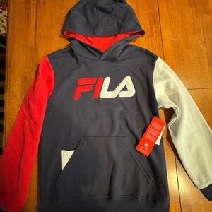 Fila Boys Hoodie Sweatshirt Size M 10-12 Navy Blue and Red NEW WITH TAGS